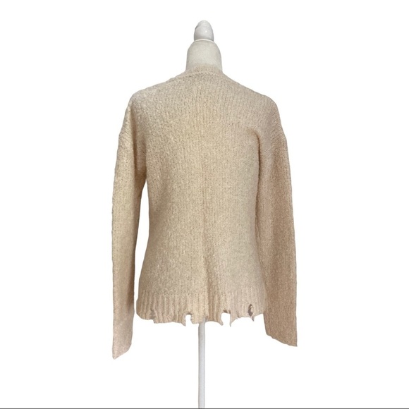 ATM Alpaca Wool Chenille Sweater Cream Destroyed Edge Grunge $395 - Picture 10 of 11
